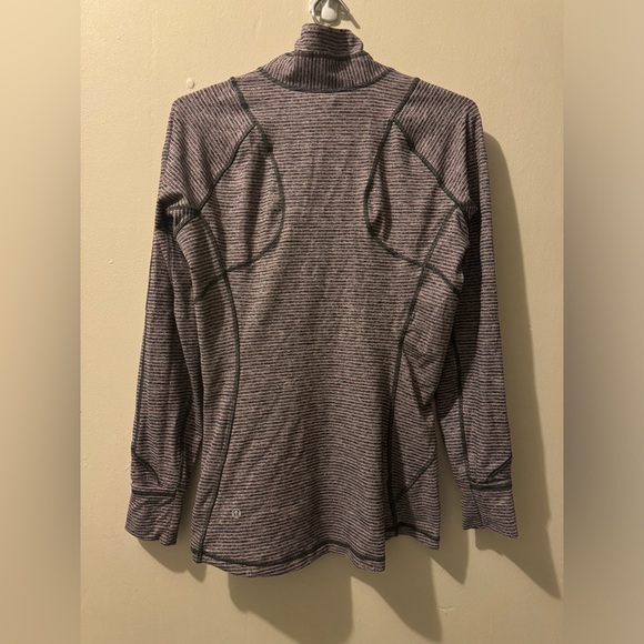 Lululemon Race Your Pace 1/2 Zip Hyper Stripe Mauvelous Heathered Black Size 8 - Picture 3 of 8